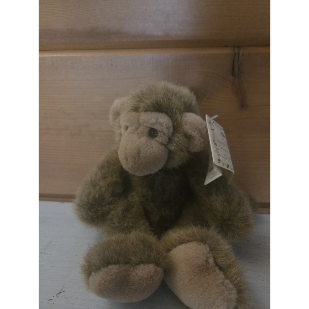 Russ Berrie Monkey Brown Tan Bow Plush Stuffed Animal 9.5" Stuffed Animal F42